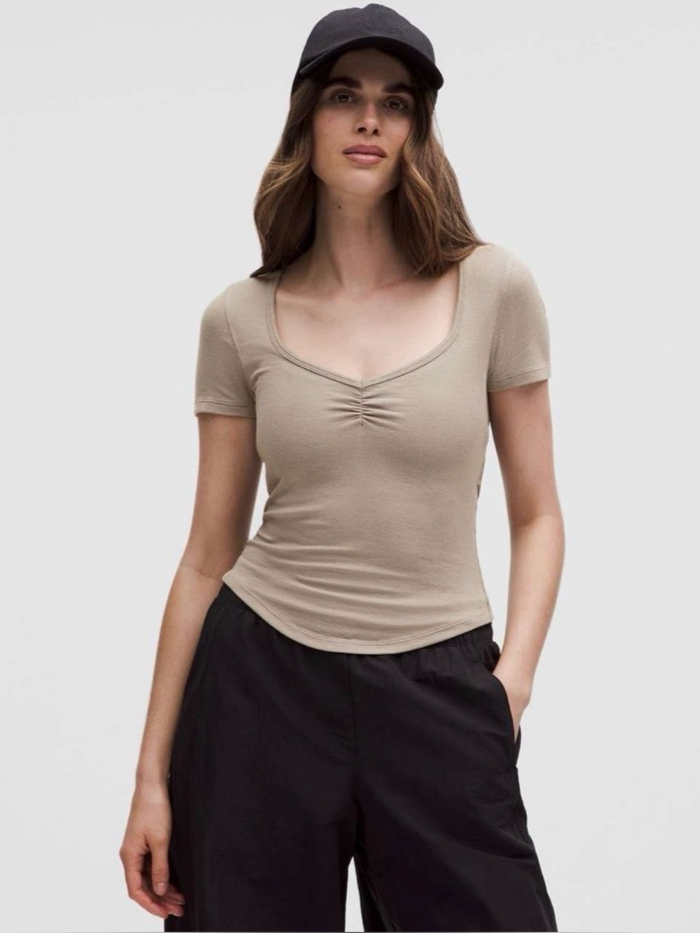 Lululemon Hold Tight Sweetheart Short-Sleeve Shirt sz 2 in Warm Ash Grey